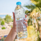 Gray Baby Elephant, Hot Air Ballon in Wolken Wasserflaschenetikett