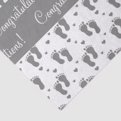 Gray Baby Footprints and Hearts Seidenpapier (Detail)