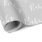Gray Baby Script Elegant Baby Wrapping Paper Geschenkpapier (Rolleneckpunkt)