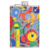 gray Background Primary Color Abstract Shapes Flachmann (Vorderseite)