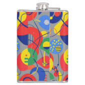 gray Background Primary Color Abstract Shapes Flachmann (Rückseite)