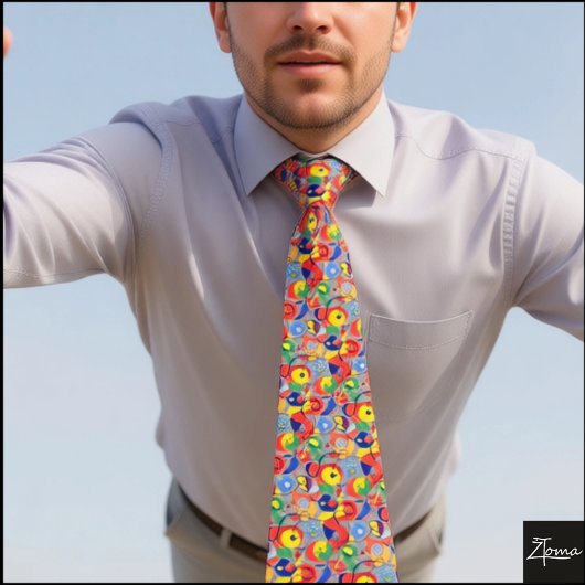 Gray Background Primary Color Abstract Shapes Krawatte