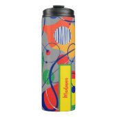 Gray Background Primary Color Abstract Shapes Thermosbecher (Vorderseite)