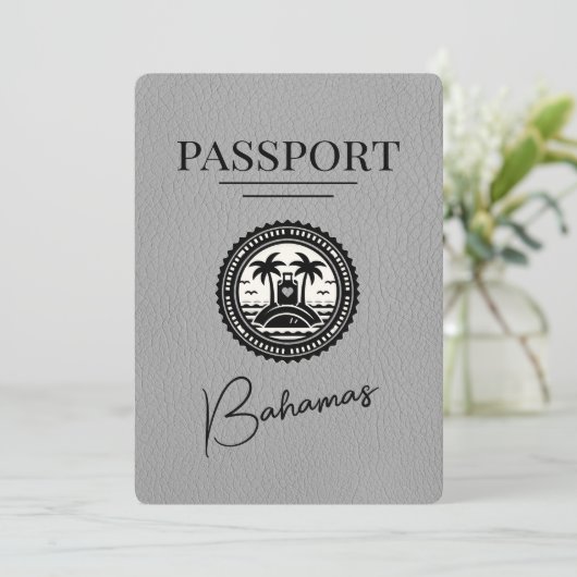 Gray Bahamas Passport Save the Date (Stehend Vorderseite)