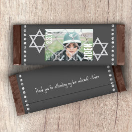 Gray Bar Mitzvah Budget Candy Bar Wrapper w/Stars Flyer