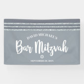 Gray Bar Mitzvah Modern Silver Tallit Bold Script Banner (Horizontal)