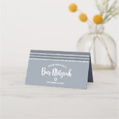 Gray Bar Mitzvah Silver Tallit Bold Script Modern Platzkarte (Rückseite)
