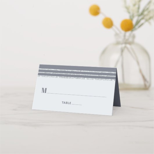 Gray Bar Mitzvah Silver Tallit Bold Script Modern Platzkarte (Vorderseite)