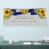 Gray Barn Wood Navy Blauer Sonnenblume Rustikale H Banner (Messe)
