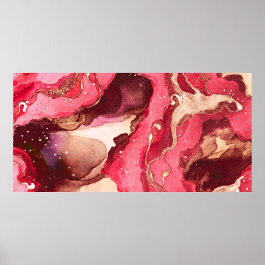 Gray Batik Illustration. Weiße Silky Textur. Rose Poster (Vorne)