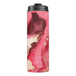 Gray Batik Illustration. Weiße Silky Textur. Rose Thermosbecher