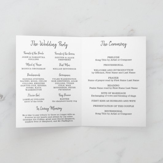 Gray Beautiful Arch Foto Wedding Programm (Innenseite)