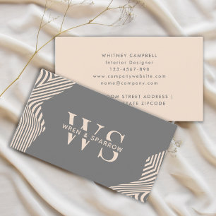 Gray Beige Abstrakt Stylish Monogram Modern Visitenkarte