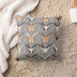 Gray Beige Deers Skandinavisches Weihnachtsdekor Kissen