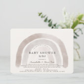 Gray Beige Rainbow Watercolor Baby Show by Mail Einladung (Stehend Vorderseite)