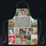 Gray Best Koch und Oma Foto Collage Grid Schürze<br><div class="desc">Moderner Best Koch und Nana je,  gewürzt mit Liebe mit 11 Foto Collage Raster,  die graue und gelbe Farbe und Herz sind vollständig editierbar. Perfektes Geschenk für Oma oder alle,  die Lieben kochen.</div>