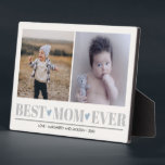 Gray BEST MAMA EVER Collage 2 Foto Blue Hearts Fotoplatte<br><div class="desc">Mit diesem phantastischen Design,  das zwei (2) Ihrer Lieblings-Fotos und die individuelle Nachricht verwendet,  kreieren Sie für Ihre Mutter zu Weihnachten oder Muttertag den perfekten Sakralkuchen. "Best Mom Ever" erscheint am unteren Rand in zartem grauem Schriftzeichen mit kleinen blauen Herzen. Perfekt für die Mutter von Jungen!</div>