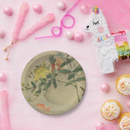 Gray Bird Goldfish Orientale Chinoiserie Wilhelm T Pappteller (Party)