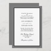 Gray Black Border Beide Eltern Hochzeit Einladung (Vorne/Hinten)