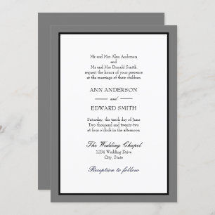 Gray Black Border Beide Eltern Hochzeit Einladung