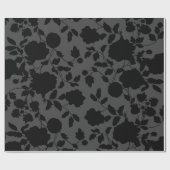 Gray & Black Floral Elegante Hochzeit Geschenkpapier (Flach)