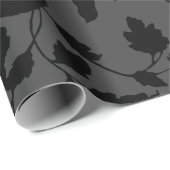 Gray & Black Floral Elegante Hochzeit Geschenkpapier (Rolleneckpunkt)