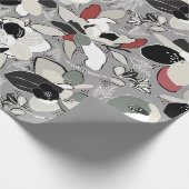 Gray Black Floral Winter Magnolia Geschenkpapier (Ecke)