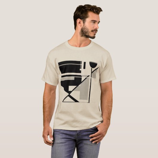 Gray Black Geometric MCM inspiriert Abstrakte Kuns T-Shirt (Vorne ganz)