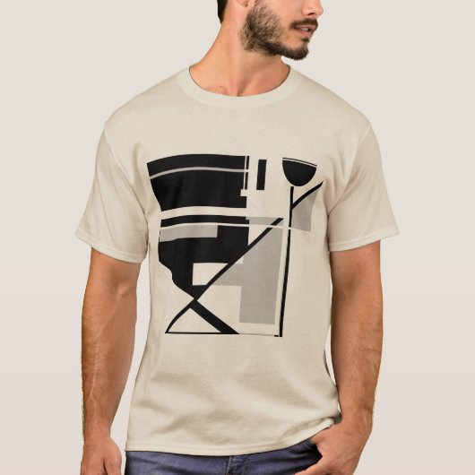 Gray Black Geometric MCM inspiriert Abstrakte Kuns T-Shirt (Vorderseite)