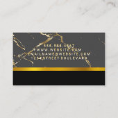 Gray Black Gold Marmor | Gold Trim Visitenkarte (Rückseite)