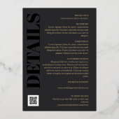 Gray Black Gold Typografie 2 in 1 QR Code Wedding Folieneinladung (Rückseite)