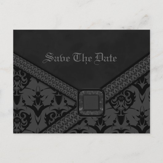 Gray & Black Goth Lace Wedding Ankündigungspostkarte (Vorderseite)