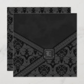 Gray & Black Goth Lace Wedding Einladung (Vorne/Hinten)