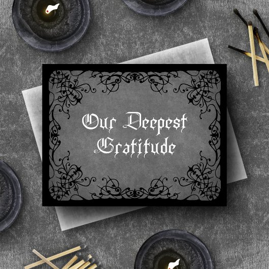 Gray Black Gothic Wedding Dankeskarte