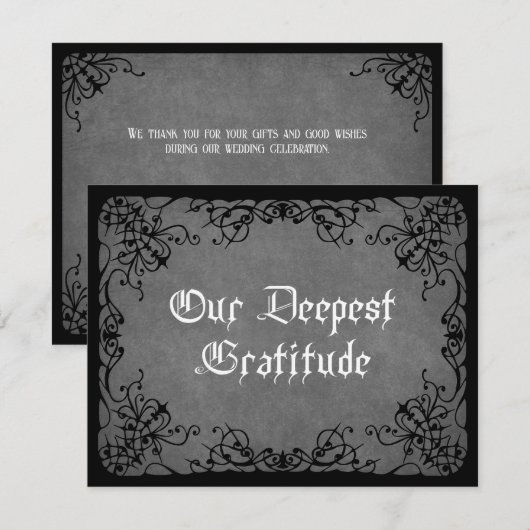 Gray Black Gothic Wedding Dankeskarte (Vorne/Hinten)