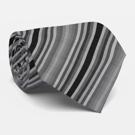 Gray Black Gray Streifen Krawatte (Gerollt)
