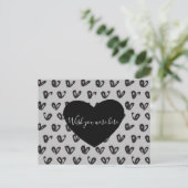 Gray Black Hearts Postkarte (Stehend Vorderseite)