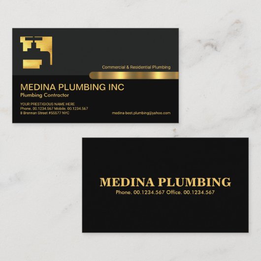 Gray Black Layers Gold Wasserhahn Klempnerei Visitenkarte (Vorne/Hinten)