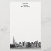 Gray Black NYC Skyline Etch 01 Stationery Briefpapier (Vorderseite)