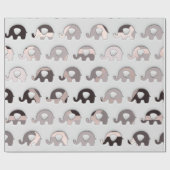 Gray Black Pastel Gray 3D Elefanten Geschenkpapier (Flach)