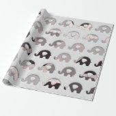 Gray Black Pastel Gray 3D Elefanten Geschenkpapier (Ungerollt)