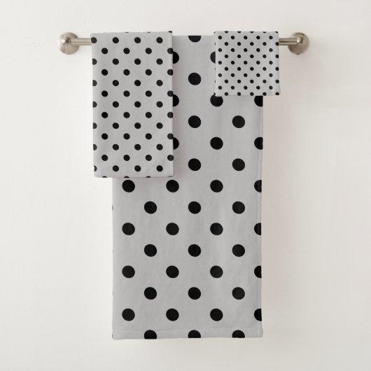 Gray Black Polka Dot Badhandtuch Set (Insitu)