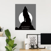 Gray Black Pop Art Leadership Wolf Howling Poster (Heimbüro)