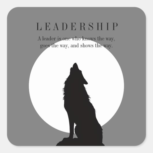 Gray Black Pop Art Leadership Wolf Howling Quadratischer Aufkleber (Vorderseite)