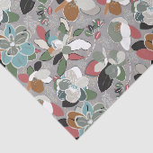 Gray Black Red Floral Winter Magnolia Seidenpapier (Ausschnitt)