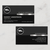 Gray Black Retro Columns Silver Truck Driver Visitenkarte (Vorne/Hinten)