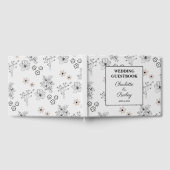 Gray Black Retro Y2K Hippie Blume Pattern Wedding Gästebuch (Voll)