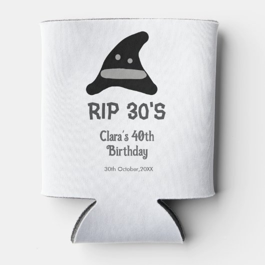 Gray black RIP 30's 40th birthday witch hat hallow Dosenkühler (Vorderseite)