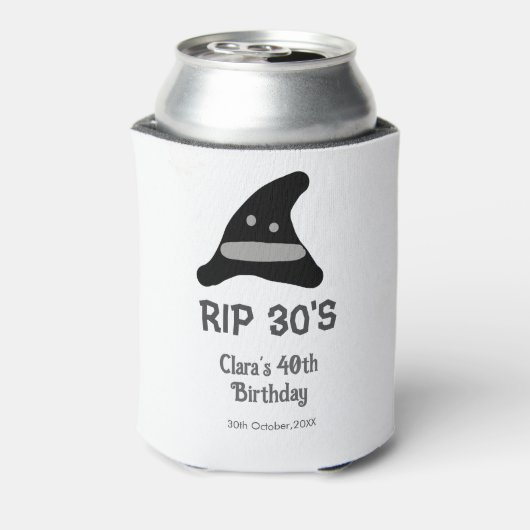 Gray black RIP 30's 40th birthday witch hat hallow Dosenkühler (Kanne Rückseite)