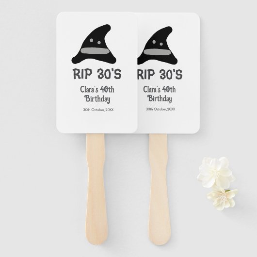 Gray black RIP 30's 40th birthday witch hat hallow Fächer (Vorne und Hinten)